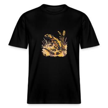 Salamanders Salamander -  RELAXED FIT Unisex Organic T-Shirt - Schwarz - Vorne - Alina (178cm) & Michal (187cm)