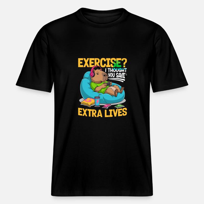 Capybara Gamer Gaming -  T-shirt unisexe RELAXED FIT en coton bio - noir