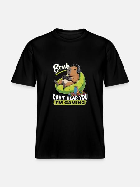 Capybara Gamer Gaming -  T-shirt unisexe RELAXED FIT en coton bio - noir