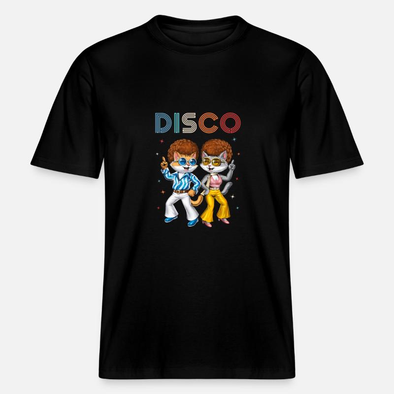 Disco Cats -  RELAXED FIT Unisex Organic T-Shirt - black
