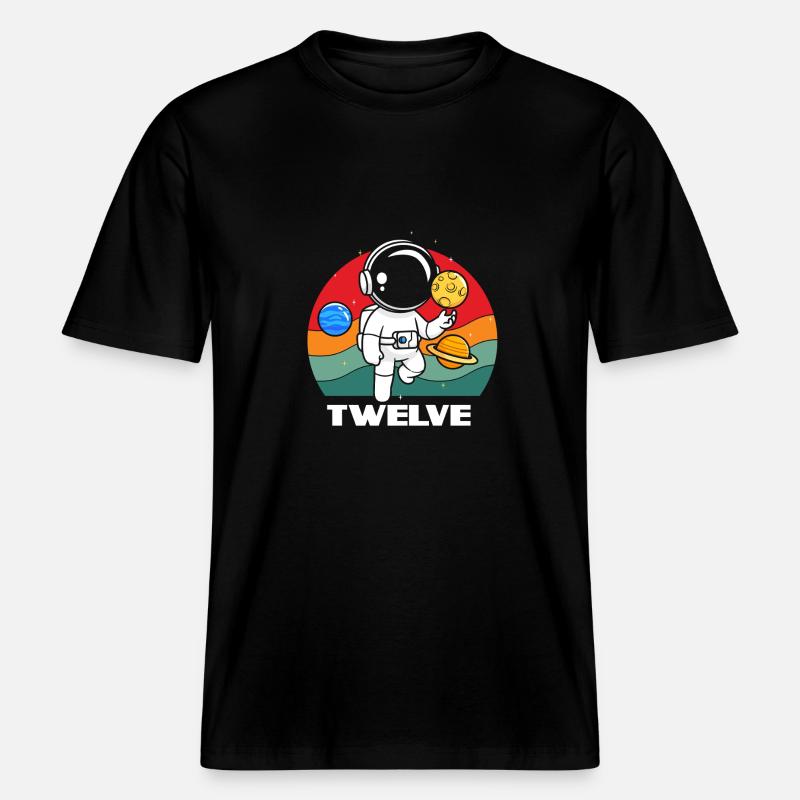 Astronaut Twelve Birthday Adventure - RELAXED FIT Unisex Organic T-Shirt - black