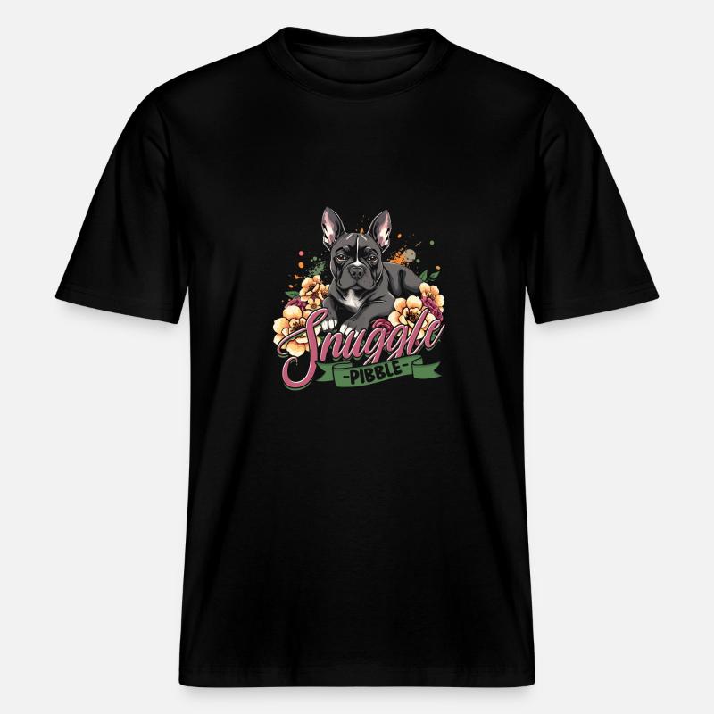 Pitbull Pitbulls Snuggle Pibble -  T-shirt unisexe RELAXED FIT en coton bio - noir