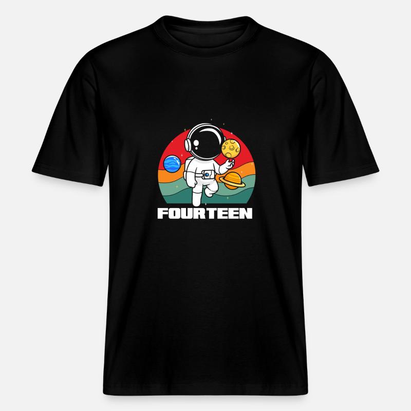 Astronaute Aventure Spatiale Quatorze -  T-shirt unisexe RELAXED FIT en coton bio - noir