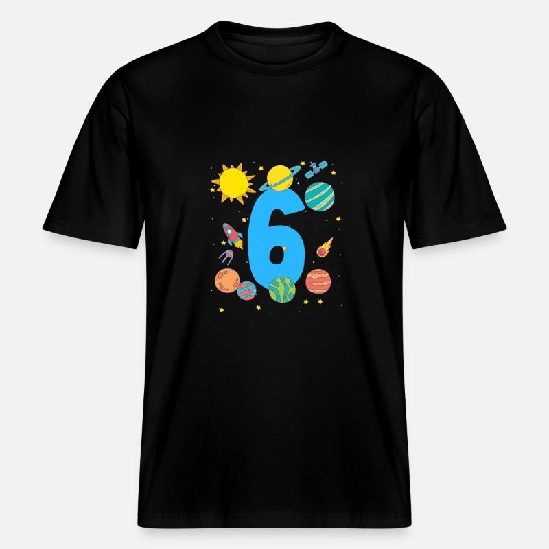 Aventure spatiale numéro 6 Anniversaire -  T-shirt unisexe RELAXED FIT en coton bio - noir