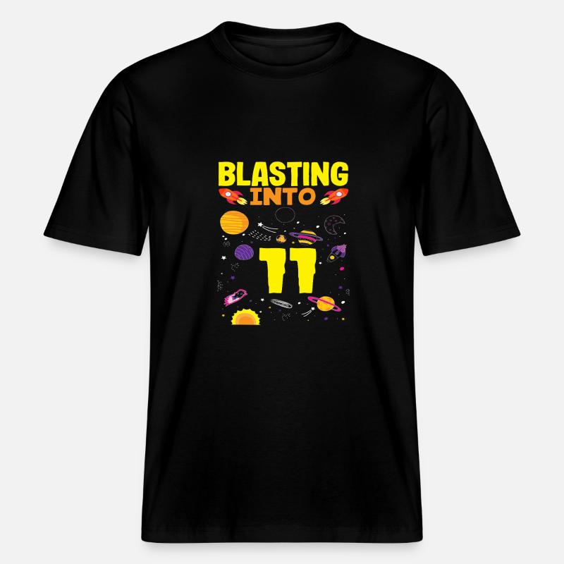 Aventure spatiale avec 11 planètes -  T-shirt unisexe RELAXED FIT en coton bio - noir