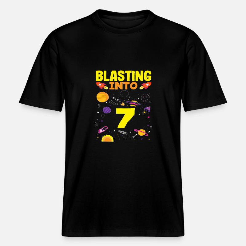 Aventure spatiale du 7e anniversaire -  T-shirt unisexe RELAXED FIT en coton bio - noir