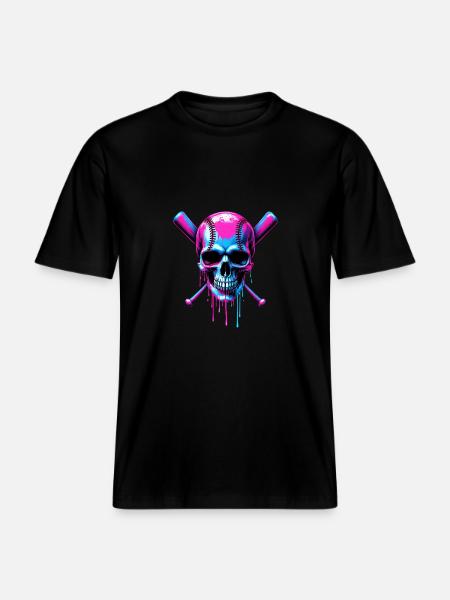 Baseball Skull Baseball Bat - RELAXED FIT Unisex Organic T-Shirt - black
