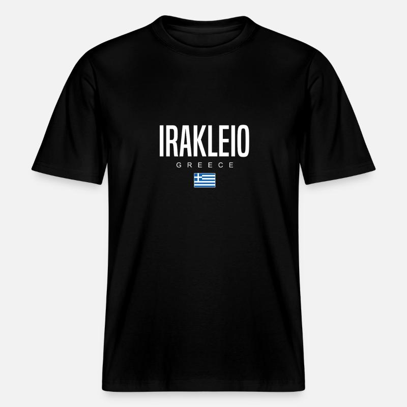 Irakleio, Grèce -  T-shirt unisexe RELAXED FIT en coton bio - noir