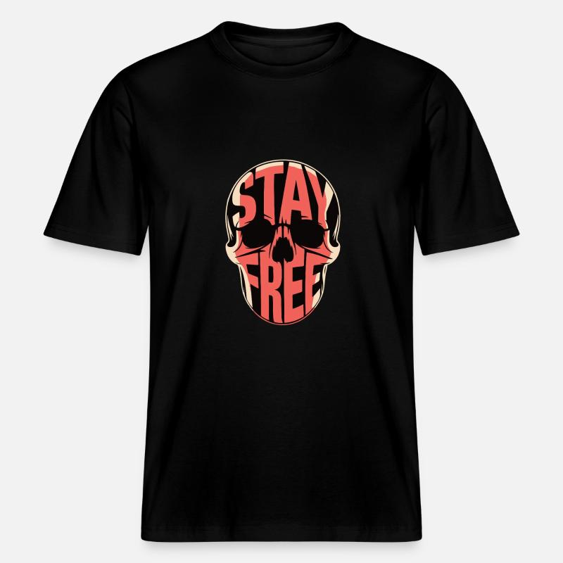 SKULL, RESTEZ LIBRE -  T-shirt unisexe RELAXED FIT en coton bio - noir