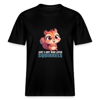 Eichhörnchen -  RELAXED FIT Unisex Organic T-Shirt - Schwarz - Vorne - Alina (178cm) & Michal (187cm)