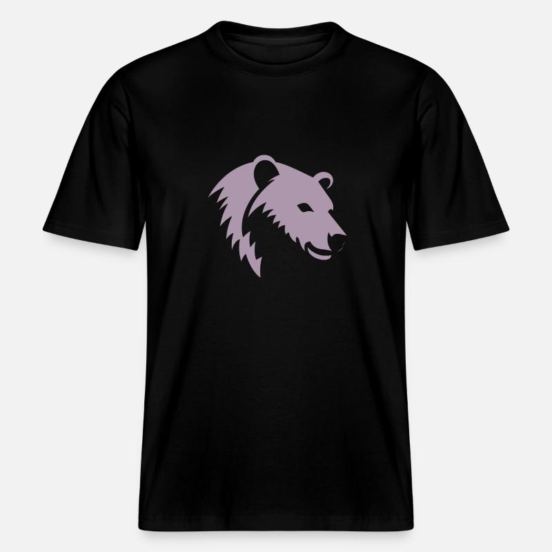 Bär Silhouette eines Eisbärkopfes -  RELAXED FIT Unisex Organic T-Shirt - Schwarz