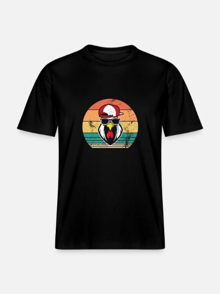 Chicken Rooster - RELAXED FIT Unisex Organic T-Shirt - black
