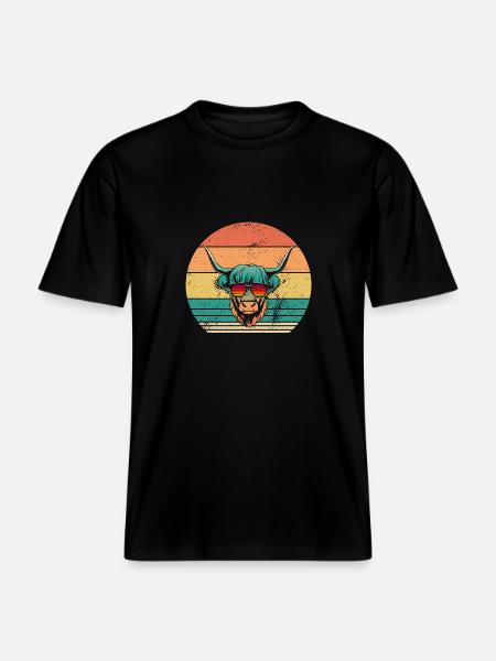 Cow Cattle Highland Cattle - RELAXED FIT Unisex Organic T-Shirt - black