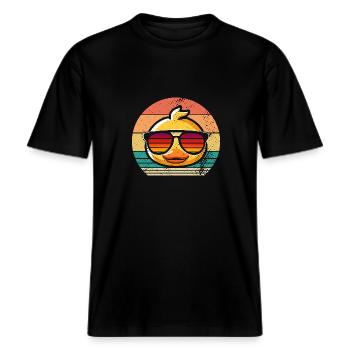 Enten -  RELAXED FIT Unisex Organic T-Shirt - Schwarz - Vorne - Alina (178cm) & Michal (187cm)