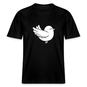 Taube -  RELAXED FIT Unisex Organic T-Shirt - Schwarz - Vorne - Alina (178cm) & Michal (187cm)
