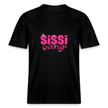Schwestern Partnerlook - Sissi Gang - Schwestern -  RELAXED FIT Unisex Organic T-Shirt - Schwarz - Vorne - Alina (178cm) & Michal (187cm)