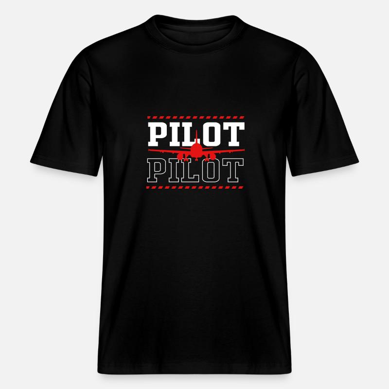 Pilot Flugzeug - RELAXED FIT Unisex Organic T-Shirt - Schwarz