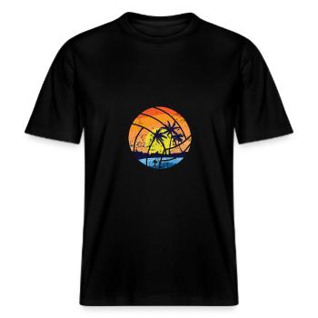 Joueur d’équipe professionnel de volleyball de plage Sand -  T-shirt unisexe RELAXED FIT en coton bio - noir - Devant - Alina (178cm) & Michal (187cm)