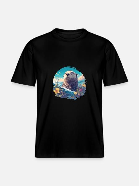Seeotter -  RELAXED FIT Unisex Organic T-Shirt - Schwarz