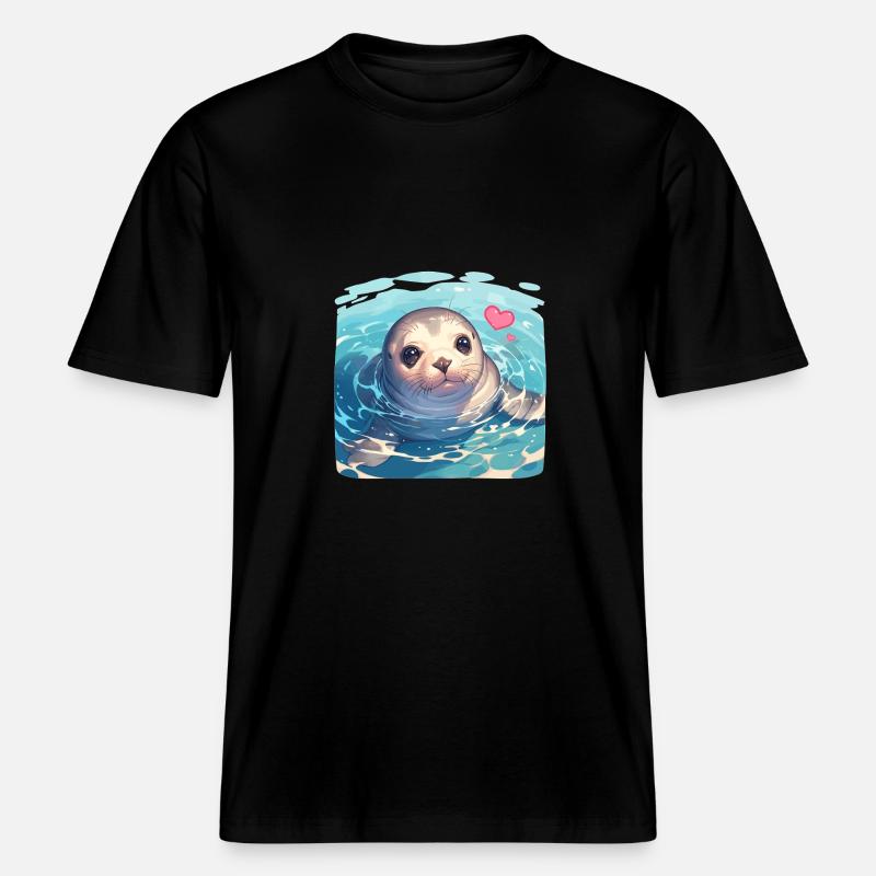 Robben Robbe - RELAXED FIT Unisex Organic T-Shirt - Schwarz