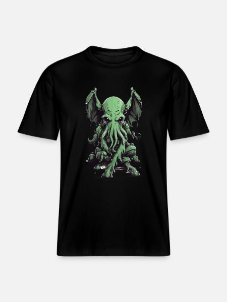 Slimy Halloween Cthulhu Tentacles Monster - RELAXED FIT Unisex Organic T-Shirt - black