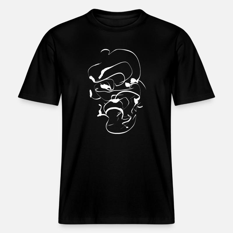 Samurai ink face / Abstract minimal mask -  RELAXED FIT Unisex Organic T-Shirt - black