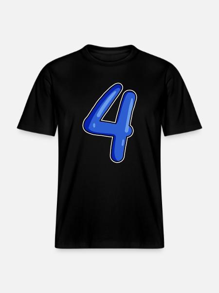 4 Number in blue -  RELAXED FIT Unisex Organic T-Shirt - black