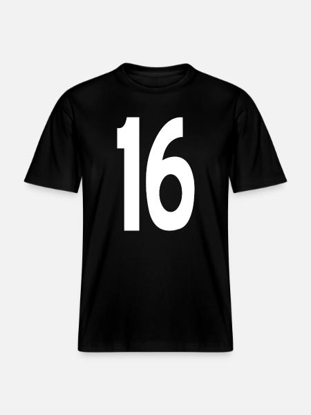 16 Seize - T-shirt unisexe RELAXED FIT en coton bio - noir