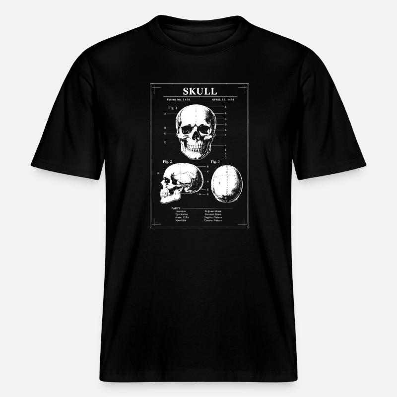 Plan du crâne à rayons X -  T-shirt unisexe RELAXED FIT en coton bio - noir