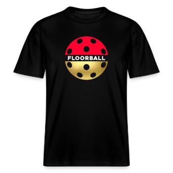 Floorball Balle de floorball Joueur de floorball -  T-shirt unisexe RELAXED FIT en coton bio - noir - Devant - Alina (178cm) & Michal (187cm)