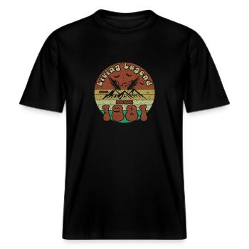 44th Birthday Living Legend since VIN 03/1981 -  RELAXED FIT Unisex Organic T-Shirt - black - Front - Alina (178cm) & Michal (187cm)