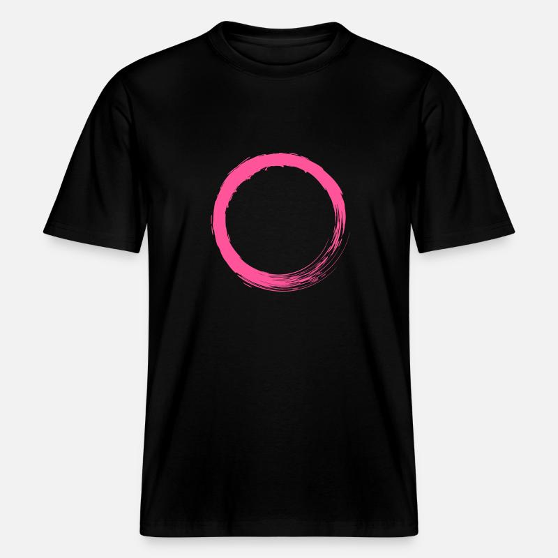 Customizable pink circle circular shape -  RELAXED FIT Unisex Organic T-Shirt - black