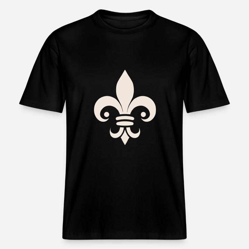 Simple Fleur de lys Design - T-shirt unisexe RELAXED FIT en coton bio - noir