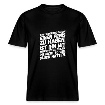 Provokation Sex Lustige Sprüche -  RELAXED FIT Unisex Organic T-Shirt - Schwarz - Vorne - Alina (178cm) & Michal (187cm)