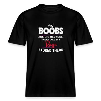 Borsten zijn groot omdat ik daar al mijn woede heb opgeslagen -  Uniseks RELAXED FIT bio-T-shirt - zwart - Voor - Alina (178cm) & Michal (187cm)