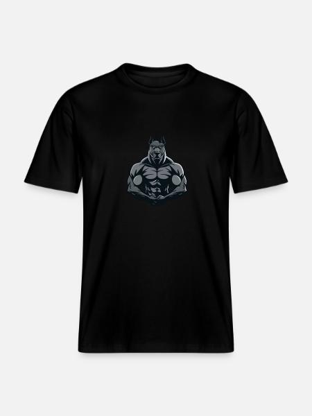 Great Dane Dog Muscles Bodybuilding - RELAXED FIT Unisex Organic T-Shirt - black