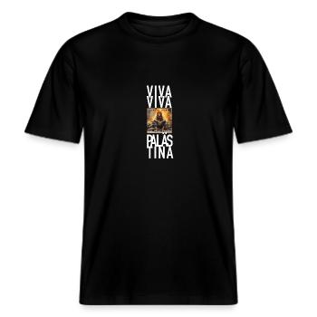 viva palästina (black) -  RELAXED FIT Unisex Organic T-Shirt - Schwarz - Vorne - Alina (178cm) & Michal (187cm)