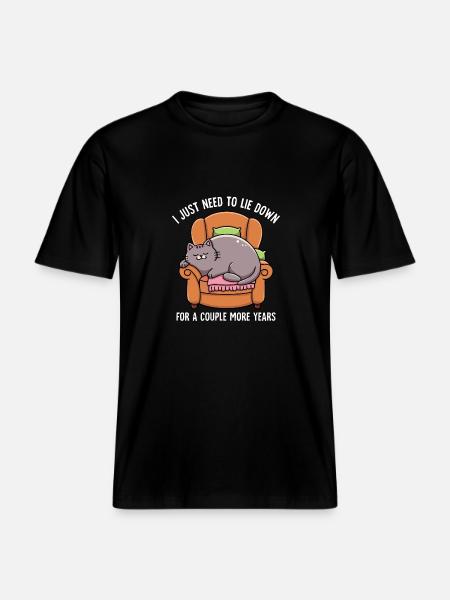 Sleeping Lazy Cat - RELAXED FIT Unisex Organic T-Shirt - black