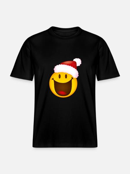 Smiley Glossy Big Happy Christmas -  Uniseks RELAXED FIT bio-T-shirt - zwart