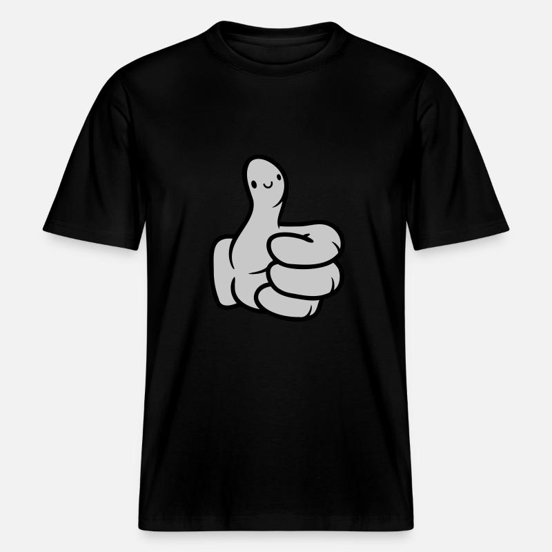 Gesicht Comic Hand Daumen - RELAXED FIT Unisex Organic T-Shirt - Schwarz