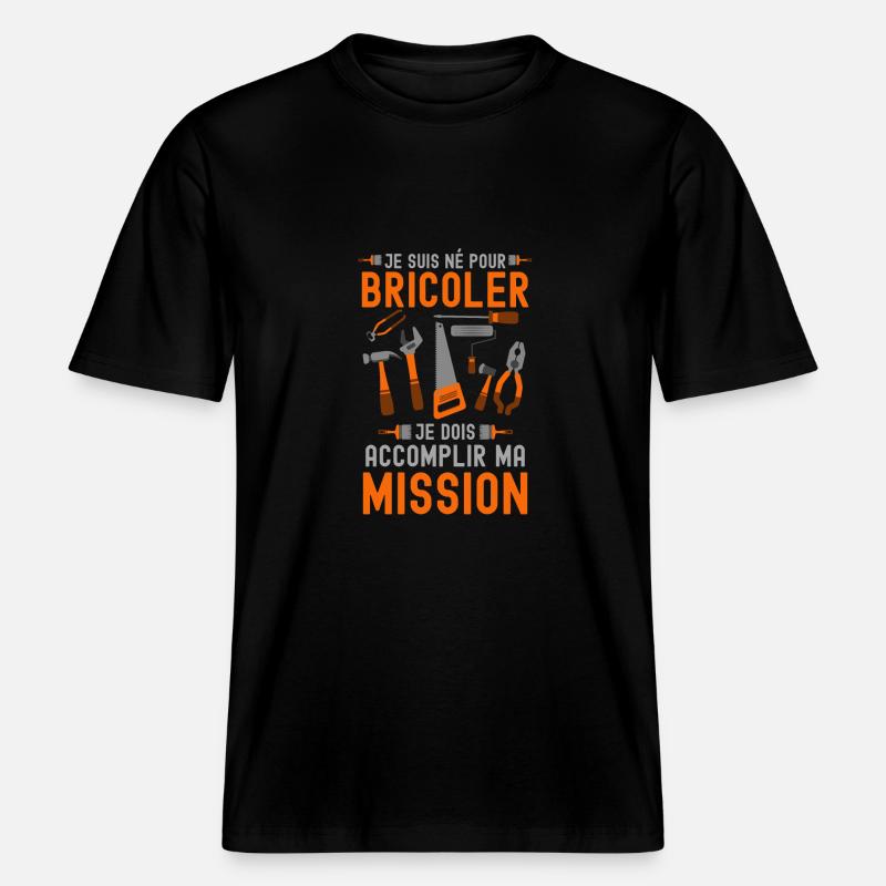 Né pour bricoler -  T-shirt unisexe RELAXED FIT en coton bio - noir