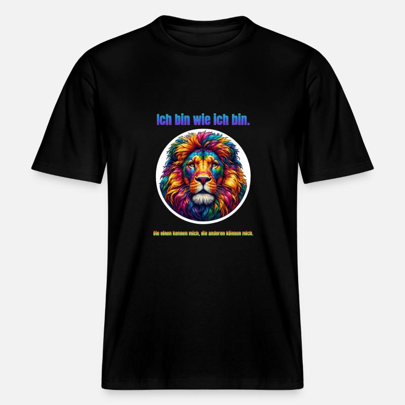 Löwe psychedelisch mit Spruch - RELAXED FIT Unisex Organic T-Shirt - Schwarz