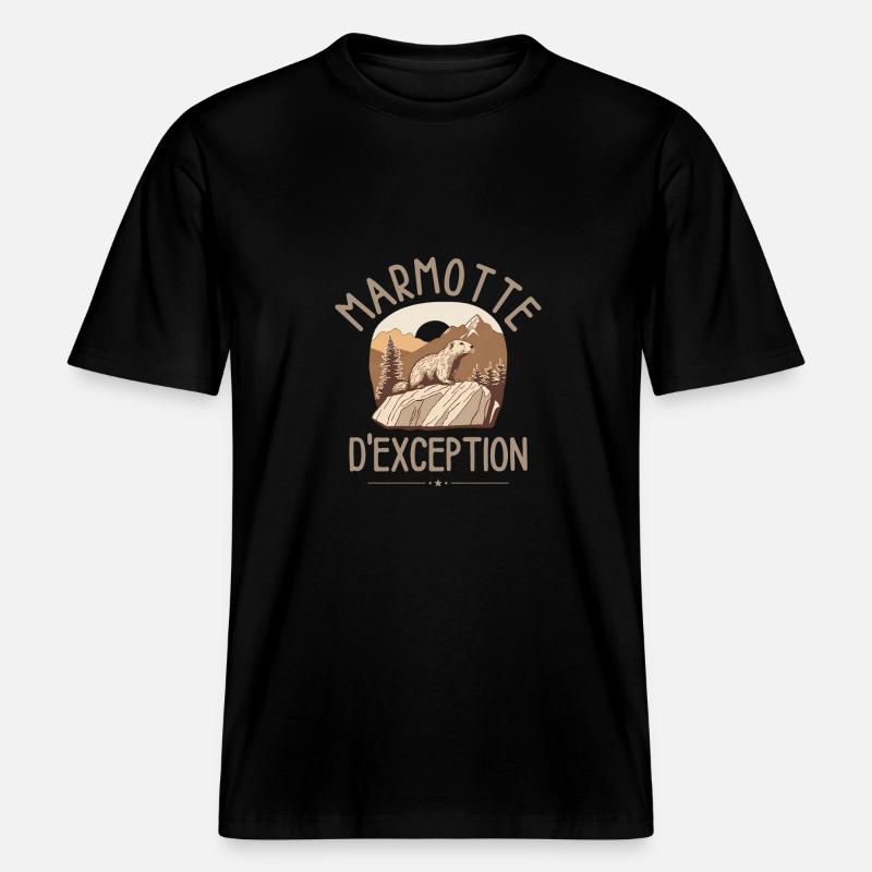 Marmotte d exception - T-shirt unisexe RELAXED FIT en coton bio - noir