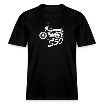 simme S50 Fan Freunde Club Symbol Loog icon -  RELAXED FIT Unisex Organic T-Shirt - Schwarz - Vorne - Alina (178cm) & Michal (187cm)