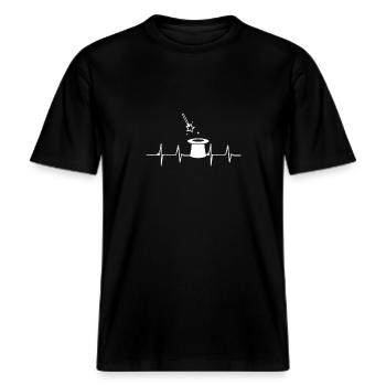 Battements de Coeur - Magie - Magie - Magie - Cadeau -  T-shirt unisexe RELAXED FIT en coton bio - noir - Devant - Alina (178cm) & Michal (187cm)