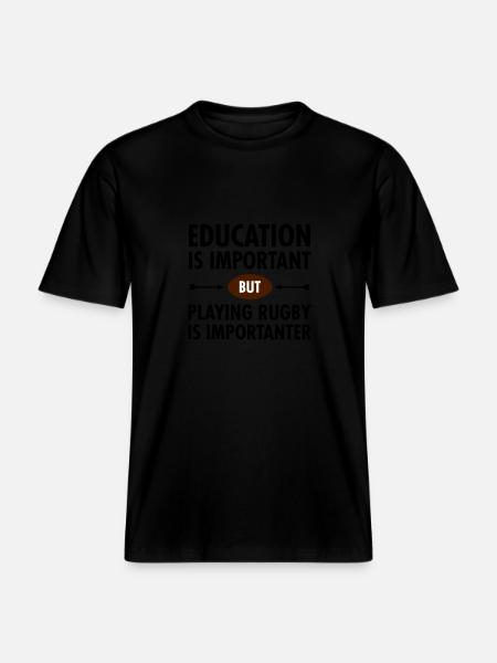 Education - Playing Rugby - RELAXED FIT Unisex Organic T-Shirt - Schwarz