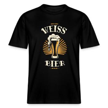 BRASSER. ÉQUIPAGE | Weissbier - Eh klar! --- T-shirt à la bière -  T-shirt unisexe RELAXED FIT en coton bio - noir - Devant - Alina (178cm) & Michal (187cm)
