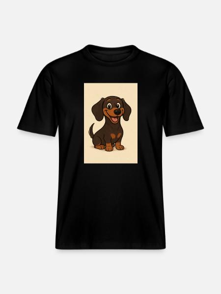 Glücklicher Dackel -  RELAXED FIT Unisex Organic T-Shirt - Schwarz