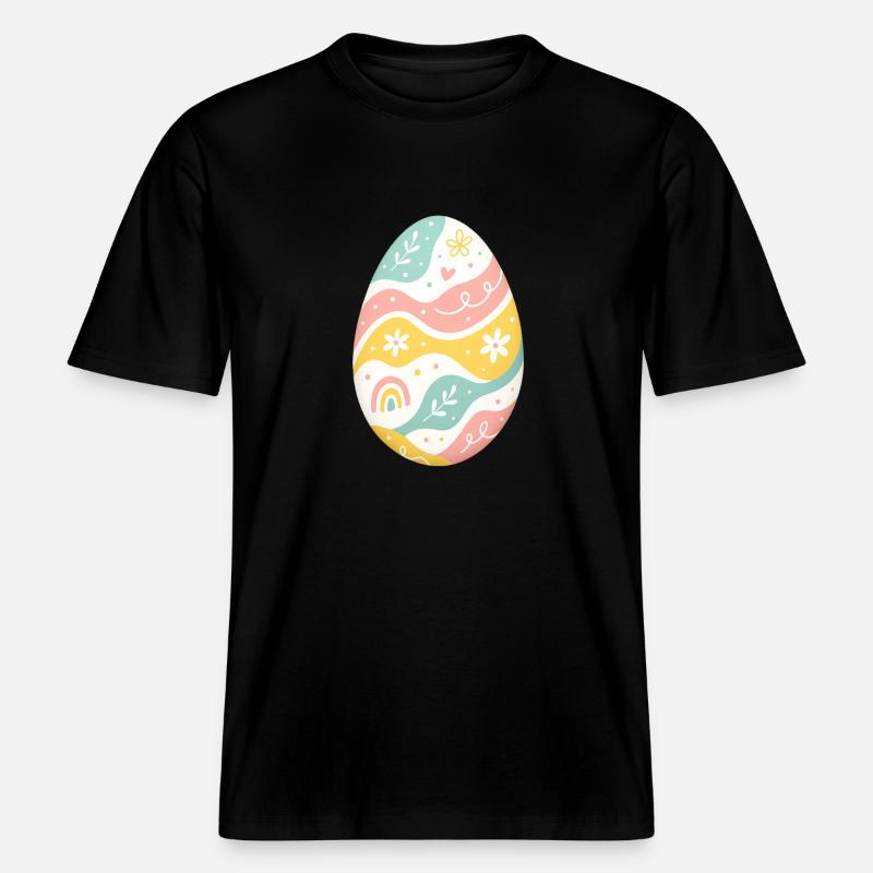 Pastel Easter Egg Pattern -  RELAXED FIT Unisex Organic T-Shirt - black