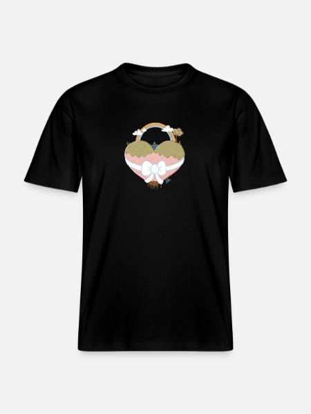 Heart Landscape with Rainbow - RELAXED FIT Unisex Organic T-Shirt - black